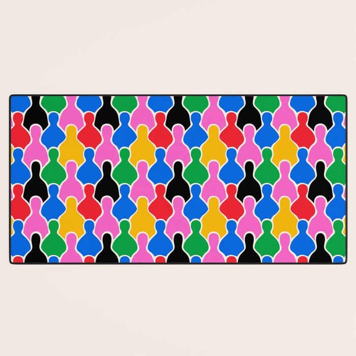 Colorful diverse people crowd art pattern Desk Mat Gallery Image 3