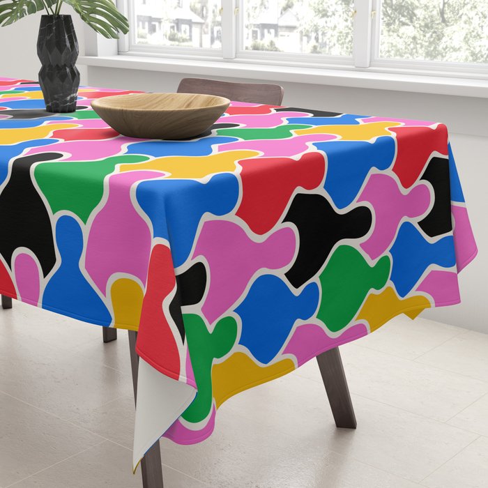 Colorful diverse people crowd art pattern Tablecloth Gallery Image 3