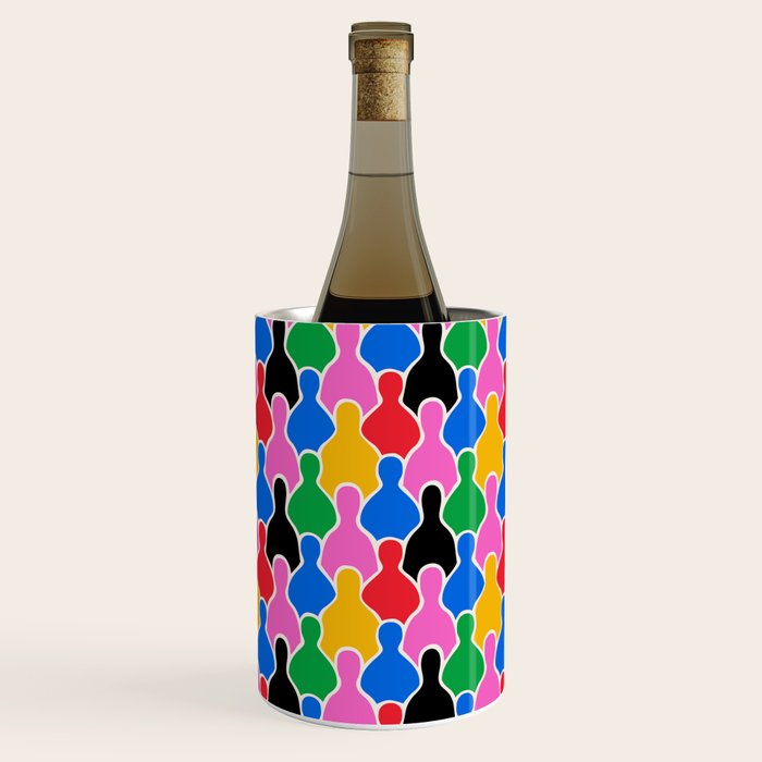 Colorful diverse people crowd art pattern Wine Chiller Gallery Image 2