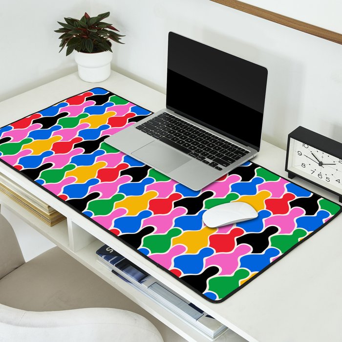 Colorful diverse people crowd art pattern Desk Mat Gallery Image 2
