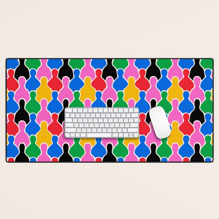 Colorful diverse people crowd art pattern Desk Mat Gallery Image 1