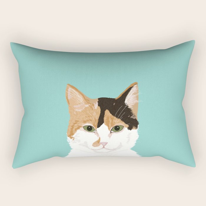 Calico Cat - Cute cat black, white, tan, orange tabby cat, cute kitten Rectangular Pillow Gallery Image 2