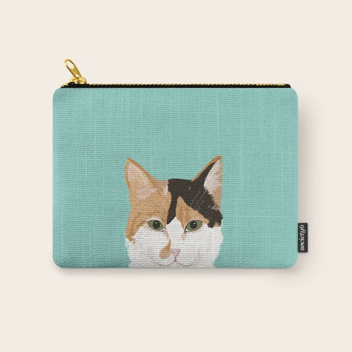 Calico Cat - Cute cat black, white, tan, orange tabby cat, cute kitten Carry All Pouch Gallery Image 1