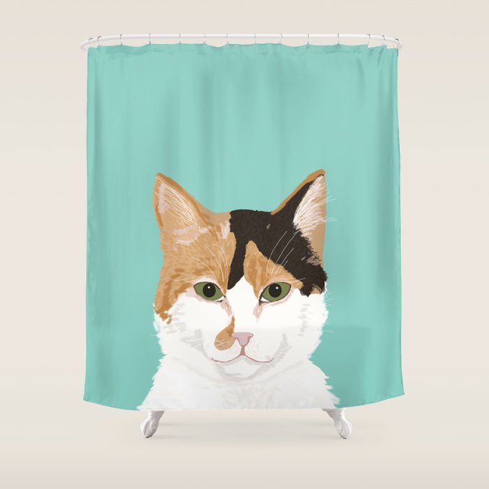 Calico Cat - Cute cat black, white, tan, orange tabby cat, cute kitten Shower Curtain Gallery Image 1