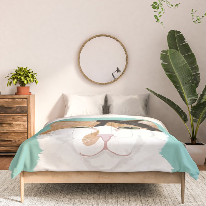 Calico Cat - Cute cat black, white, tan, orange tabby cat, cute kitten Comforter Gallery Image 3