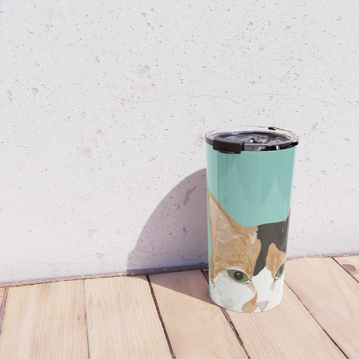 Calico Cat - Cute cat black, white, tan, orange tabby cat, cute kitten Travel Mug Gallery Image 4