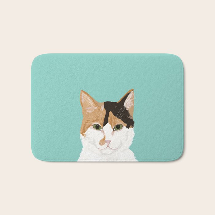 Calico Cat - Cute cat black, white, tan, orange tabby cat, cute kitten Bath Mat Gallery Image 1