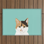 Calico Cat - Cute cat black, white, tan, orange tabby cat, cute kitten Outdoor Rug Gallery Image 1