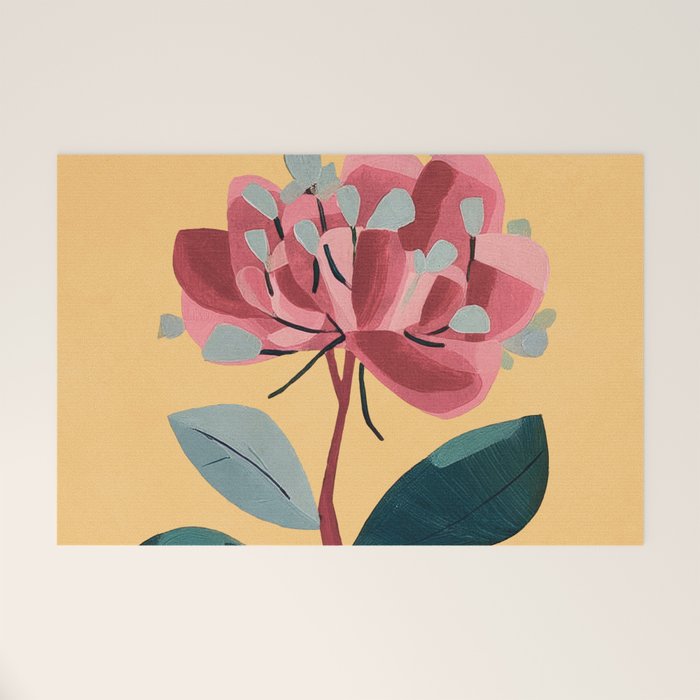Rose Stem with Dusty Blue Leaves Welcome Mat Gallery Image 1