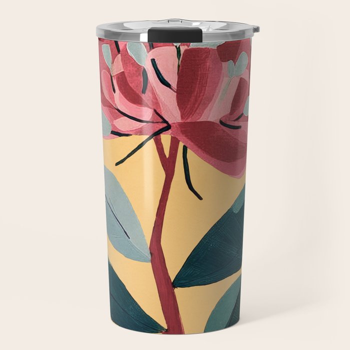 Rose Stem with Dusty Blue Leaves Travel Mug Gallery Image 1
