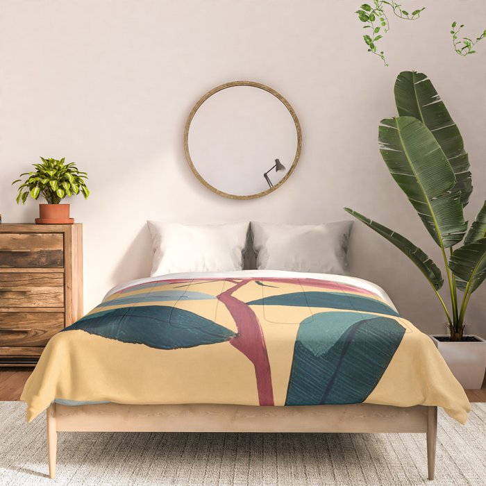 Rose Stem with Dusty Blue Leaves Comforter Gallery Image 3