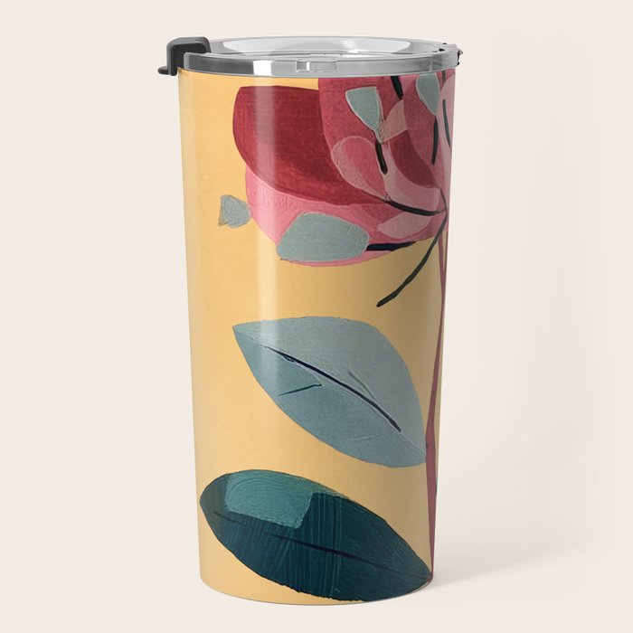 Rose Stem with Dusty Blue Leaves Travel Mug Gallery Image 3