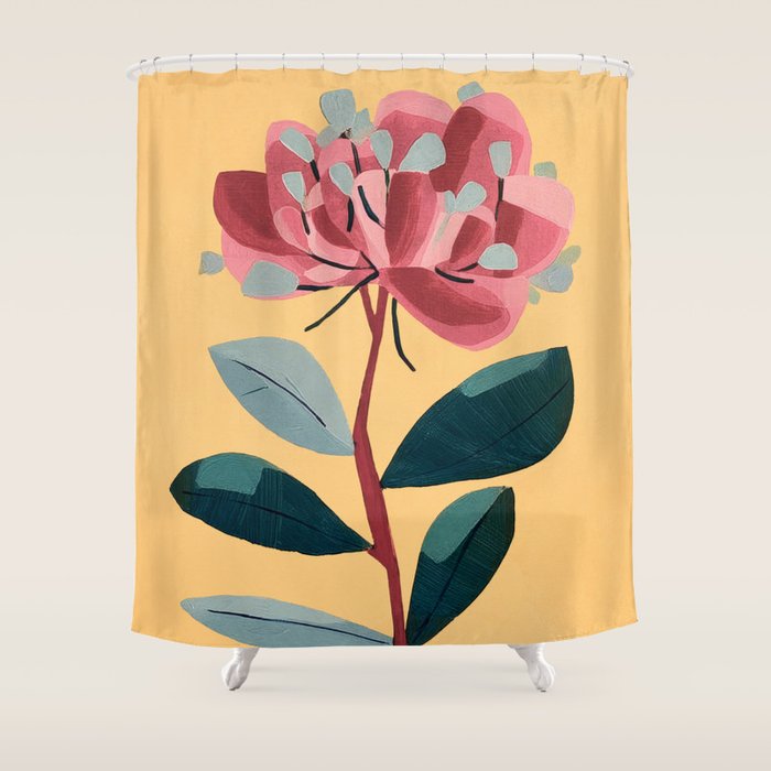 Rose Stem with Dusty Blue Leaves Shower Curtain Gallery Image 1