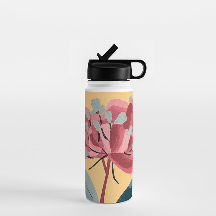 Rose Stem with Dusty Blue Leaves Water Bottle Gallery Image 1