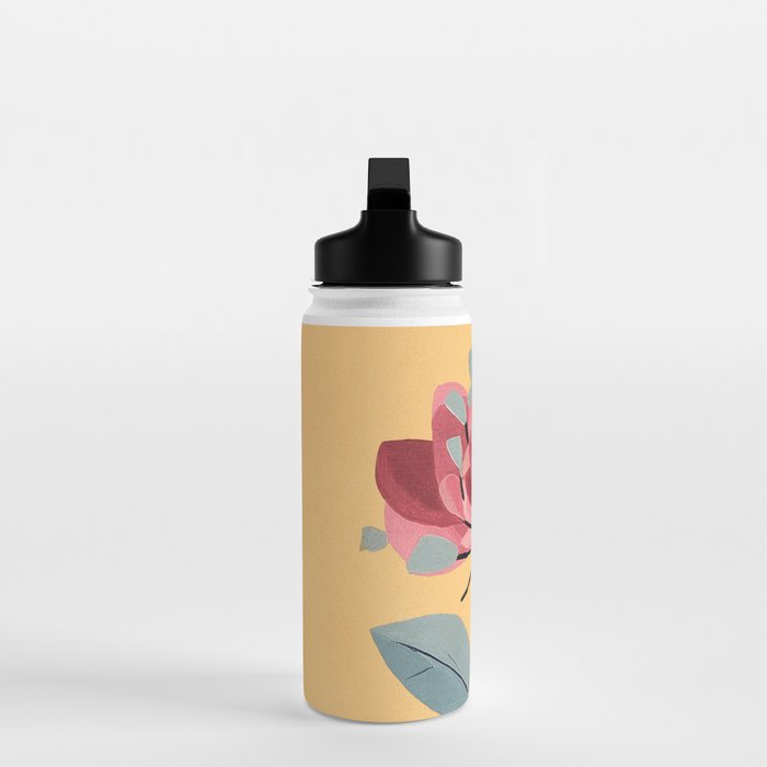 Rose Stem with Dusty Blue Leaves Water Bottle Gallery Image 3