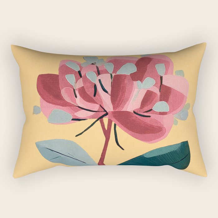 Rose Stem with Dusty Blue Leaves Rectangular Pillow Gallery Image 2