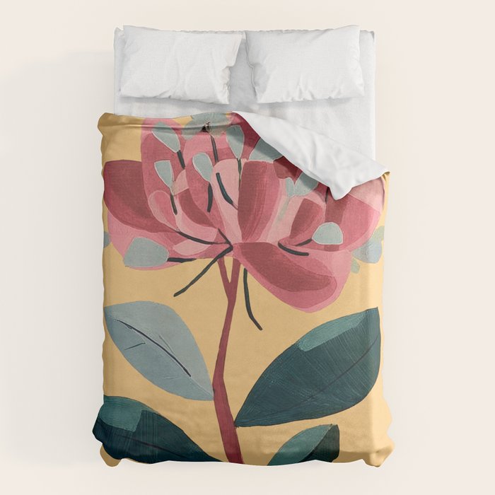 Rose Stem with Dusty Blue Leaves Duvet Cover Gallery Image 1