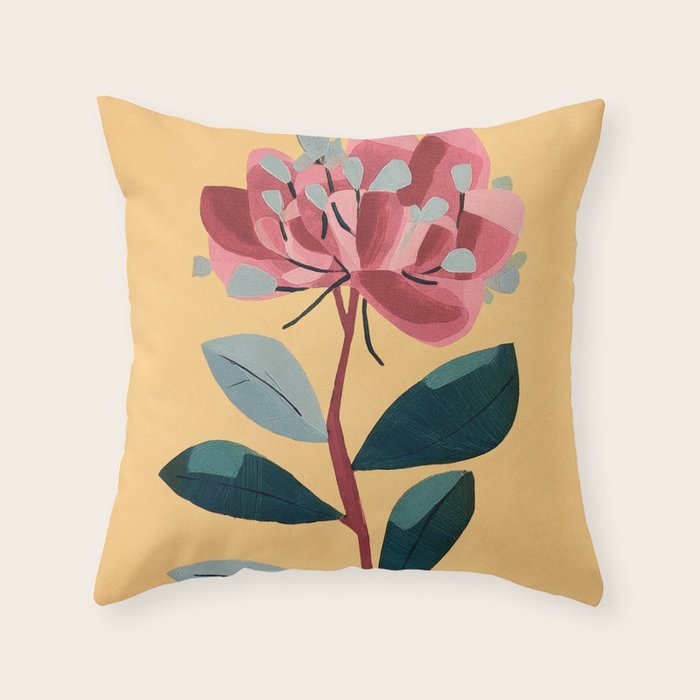 Rose Stem with Dusty Blue Leaves Throw Pillow Gallery Image 6