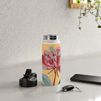 Rose Stem with Dusty Blue Leaves Water Bottle Gallery Image 4
