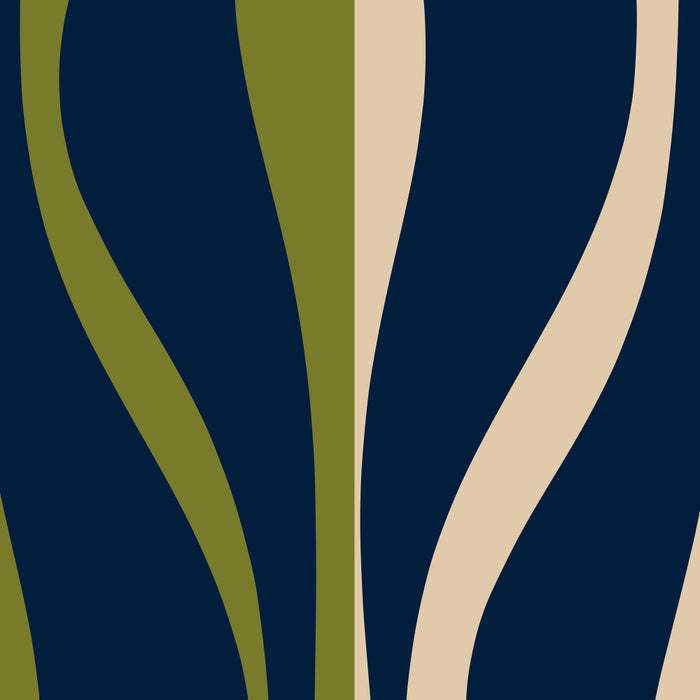 Mid Century Modern Striped Lounge Retro Ogee Pattern in Navy Blue Olive Green Beige Coffee Mug Gallery Image 2