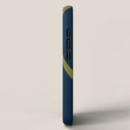 Mid Century Modern Striped Lounge Retro Ogee Pattern in Navy Blue Olive Green Beige iPhone Case Gallery Image 2