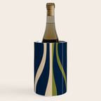 Mid Century Modern Striped Lounge Retro Ogee Pattern in Navy Blue Olive Green Beige Wine Chiller Gallery Image 3