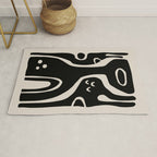 Abstract Art Black and Linen White Rug Gallery Image 1