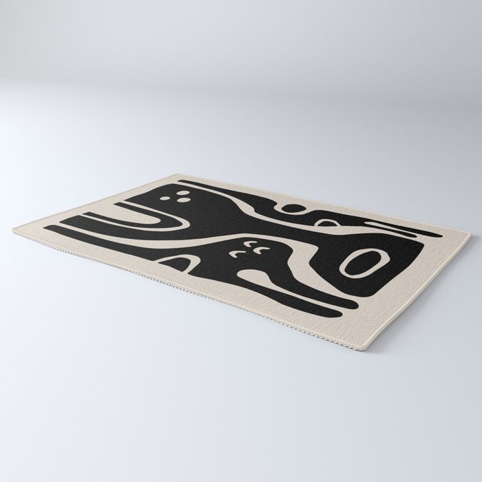 Abstract Art Black and Linen White Rug Gallery Image 3