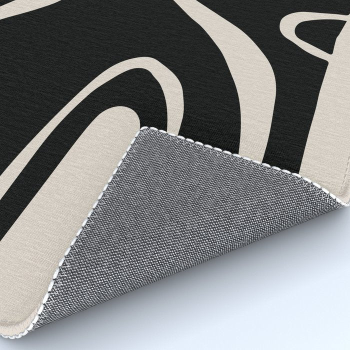 Abstract Art Black and Linen White Rug Gallery Image 4