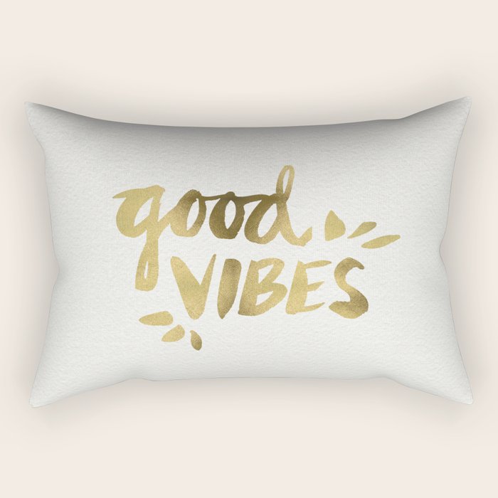 Good Vibes - Gold Ink Rectangular Pillow Gallery Image 1