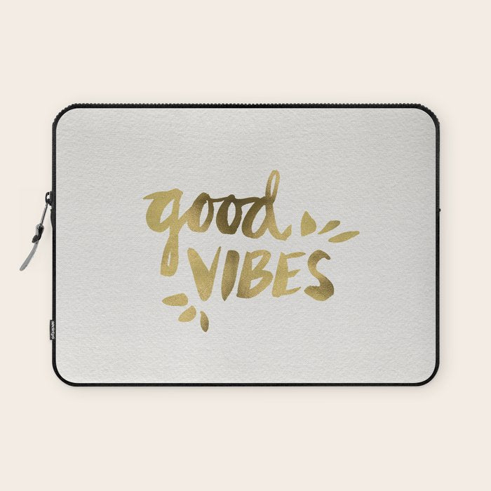 Good Vibes - Gold Ink Laptop Sleeve Gallery Image 1