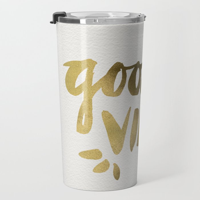 Good Vibes - Gold Ink Travel Mug Gallery Image 3