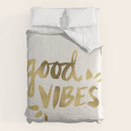 Good Vibes - Gold Ink Comforter Gallery Image 6