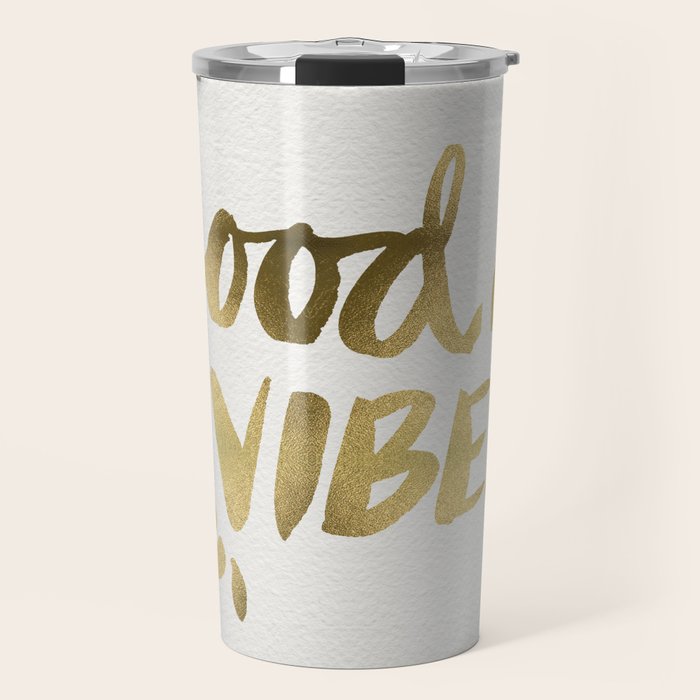 Good Vibes - Gold Ink Travel Mug Gallery Image 1
