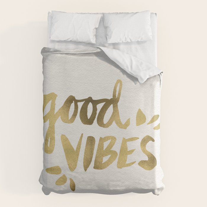 Good Vibes - Gold Ink Duvet Cover Gallery Image 1
