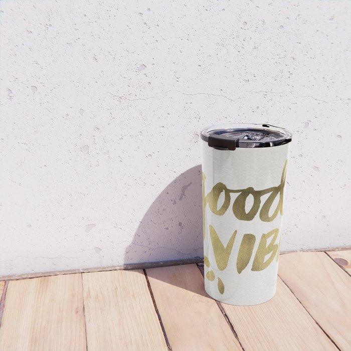 Good Vibes - Gold Ink Travel Mug Gallery Image 4
