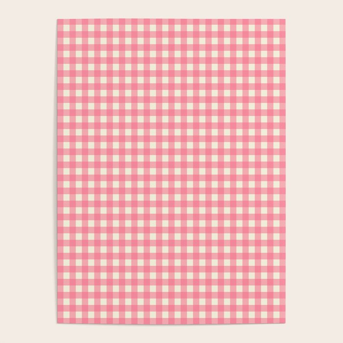 Gingham Plaid Checkered Pattern Pretty Pink and Cream Poster Gallery Image 4