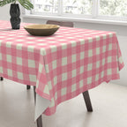 Gingham Plaid Checkered Pattern Pretty Pink and Cream Tablecloth Gallery Image 3
