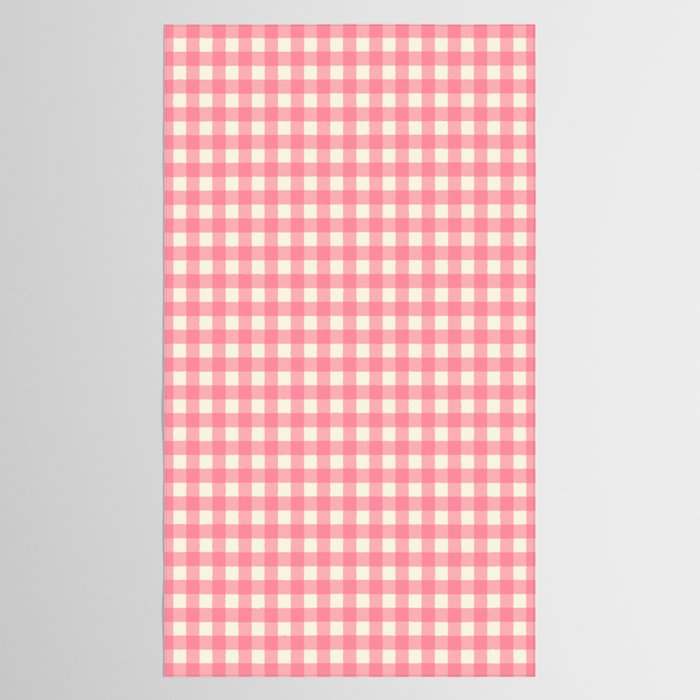 Gingham Plaid Checkered Pattern Pretty Pink and Cream Tablecloth Gallery Image 2