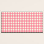 Gingham Plaid Checkered Pattern Pretty Pink and Cream Desk Mat Gallery Image 3