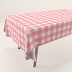 Gingham Plaid Checkered Pattern Pretty Pink and Cream Tablecloth Gallery Image 1