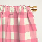 Gingham Plaid Checkered Pattern Pretty Pink and Cream Window Curtain Gallery Image 2