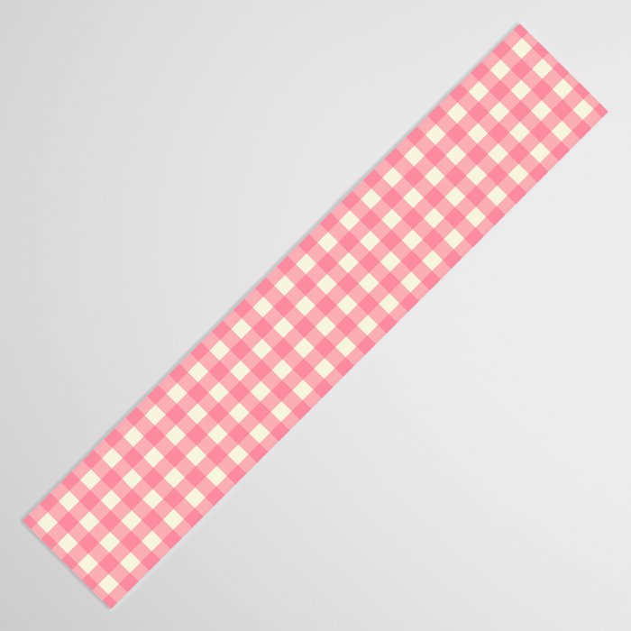 Gingham Plaid Checkered Pattern Pretty Pink and Cream Table Runner Gallery Image 3