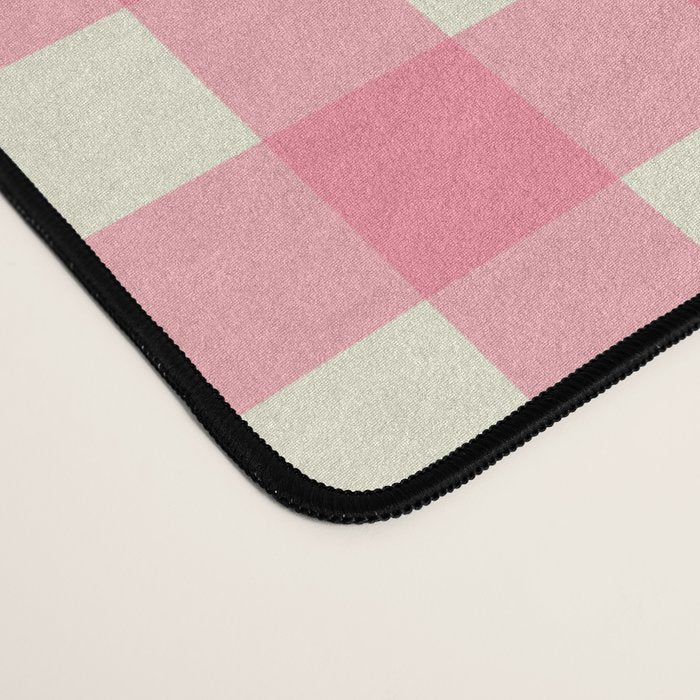 Gingham Plaid Checkered Pattern Pretty Pink and Cream Desk Mat Gallery Image 4