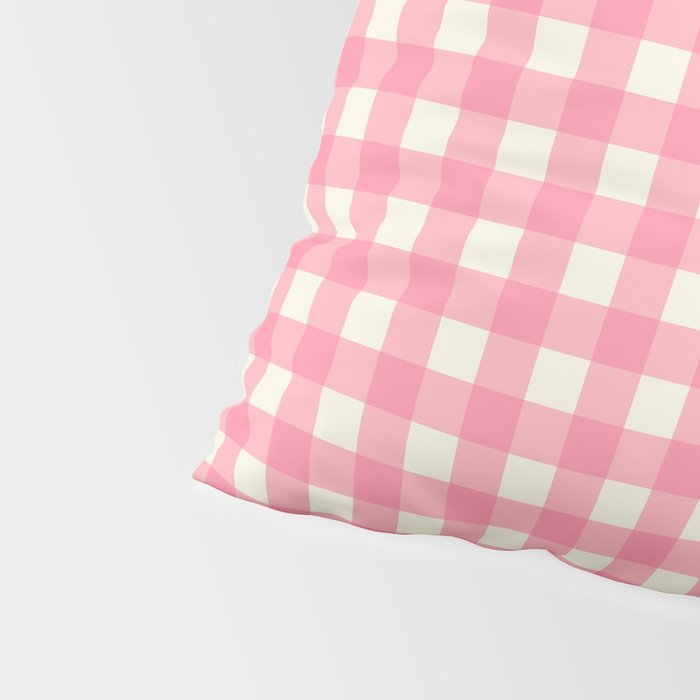 Gingham Plaid Checkered Pattern Pretty Pink and Cream Pillow Sham Gallery Image 4