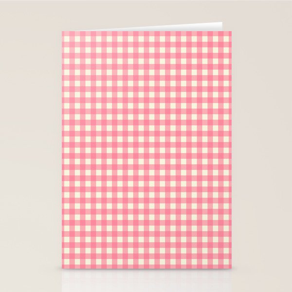Gingham Plaid Checkered Pattern Pretty Pink and Cream Stationery Card Gallery Image 2