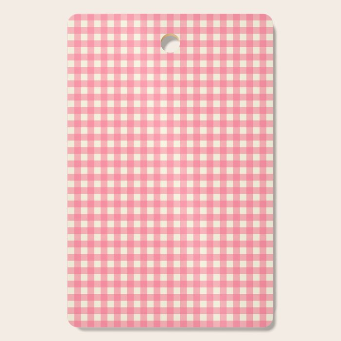 Gingham Plaid Checkered Pattern Pretty Pink and Cream Cutting Board Gallery Image 1