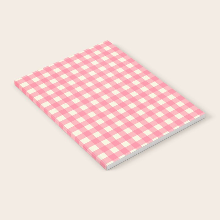 Gingham Plaid Checkered Pattern Pretty Pink and Cream Notebook Gallery Image 2