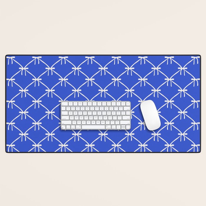 Bows & Ribbons Pattern XLVIII Bright Blue Desk Mat Gallery Image 1