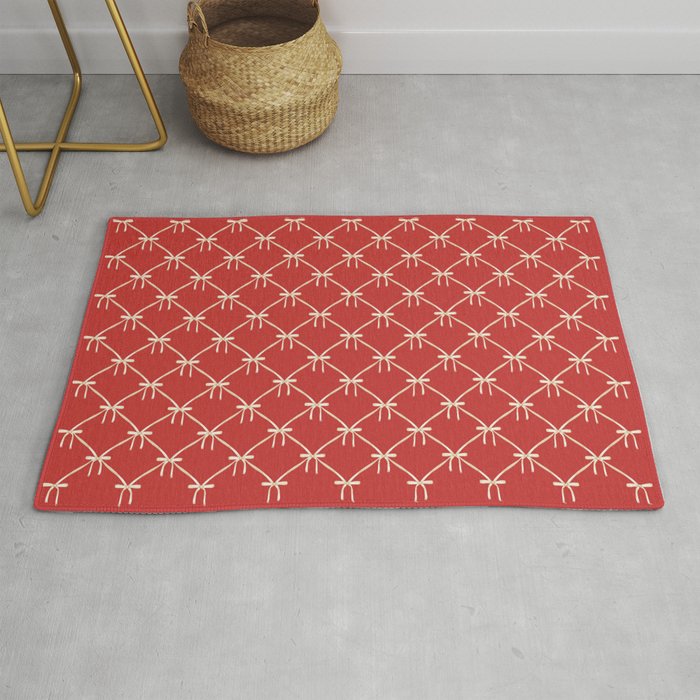 Bows & Ribbons Pattern XII Cherry Red Rug Gallery Image 1